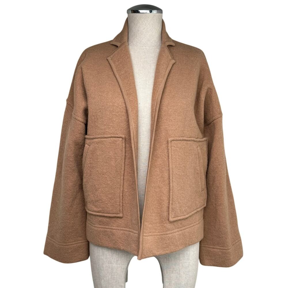 Madewell Merino Wool Sweater Jacket Blazer XS Camel Oversized Minimalist Cozy - Picture 4 of 12